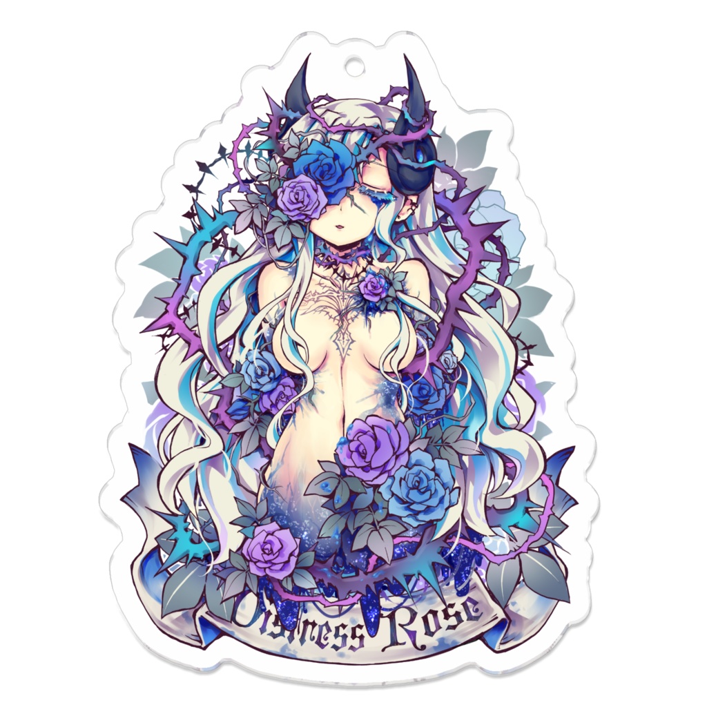 【ローズフェスティバル2023】Distress Rose & 不機嫌な王冠とお猫さま - アクリルキーホルダー