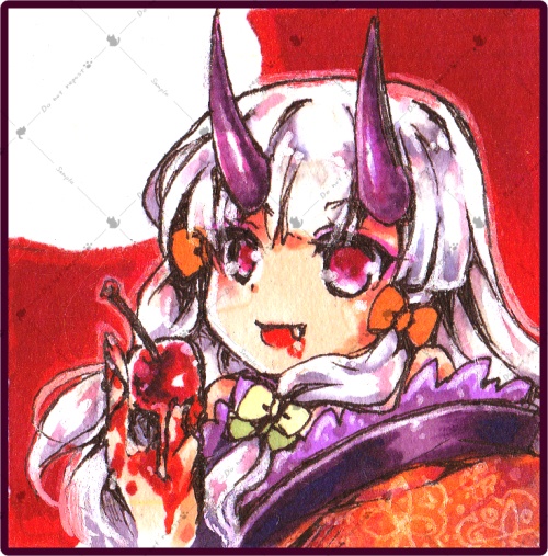 ミニ原画『あかい月』《創作》