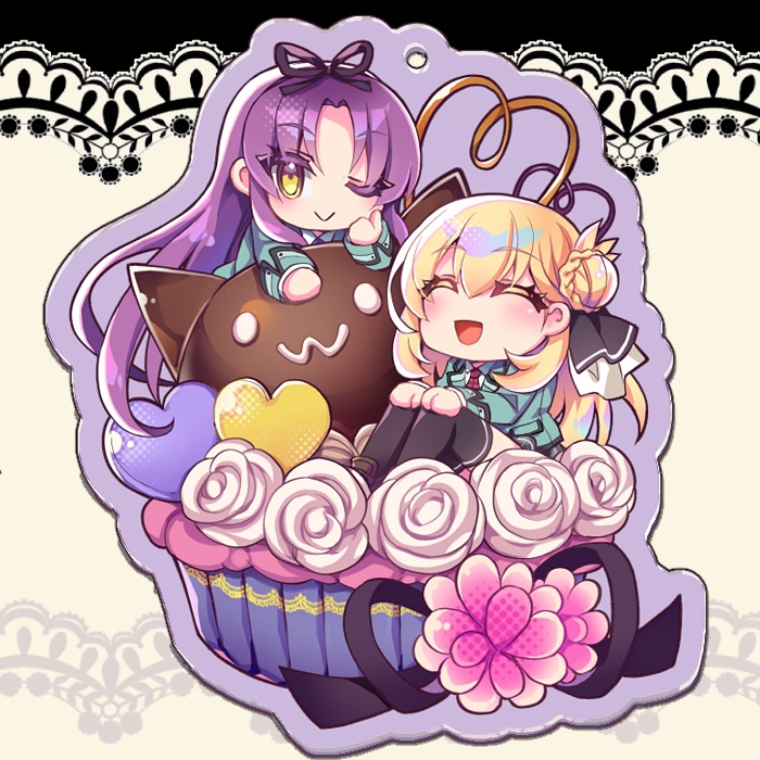 【君と歩む軌跡2】レンアニ💜💛黒猫ケーキ・アクリルキーホルダー《軌跡》