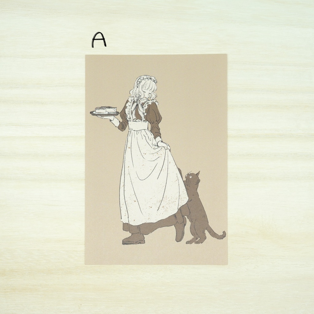【ポストカード】メイドと黒猫の日常