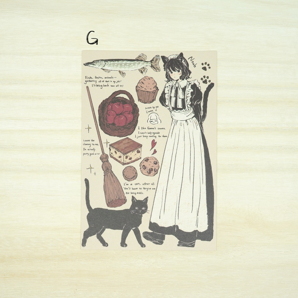 【ポストカード】メイドと黒猫の日常