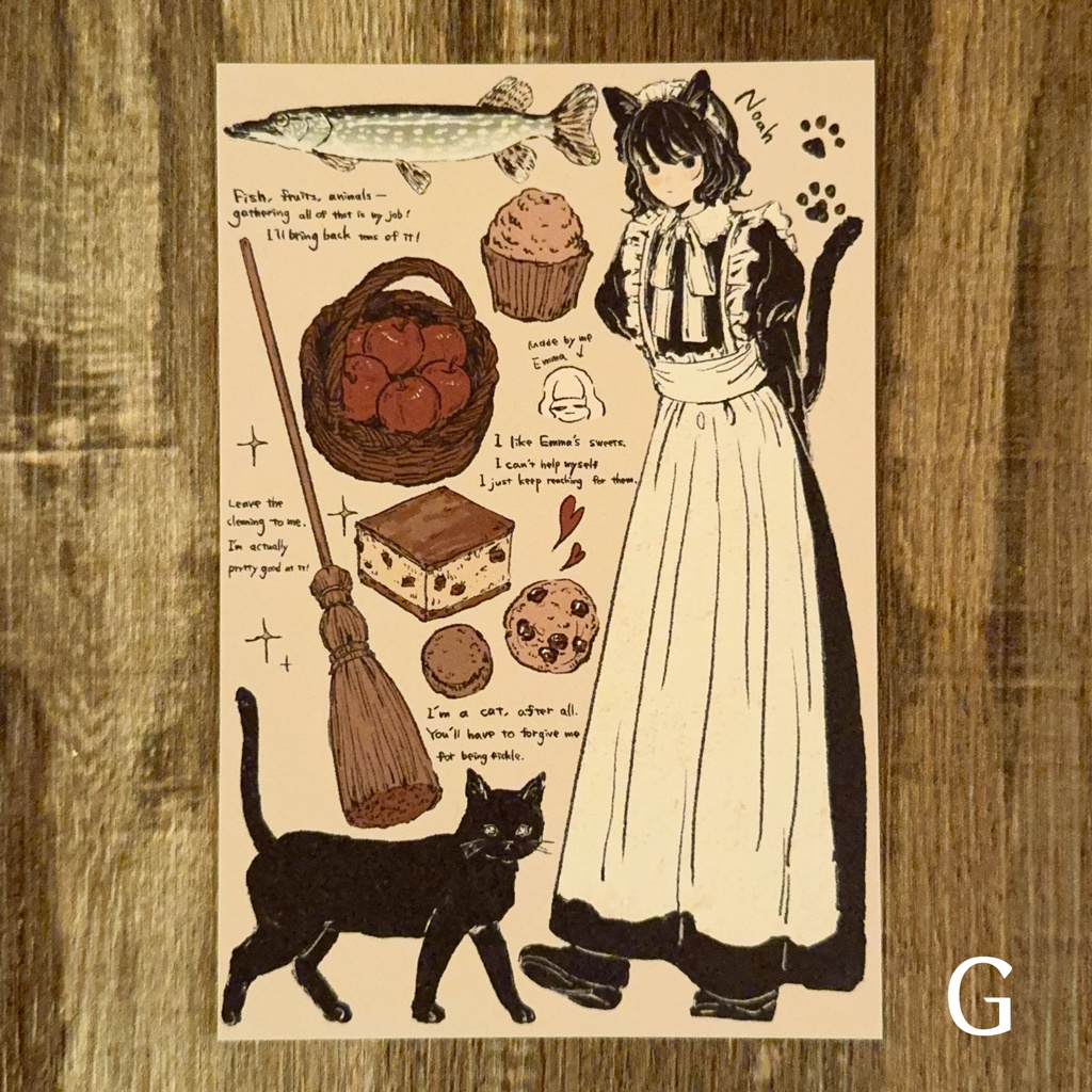 【ポストカード】メイドと黒猫の日常