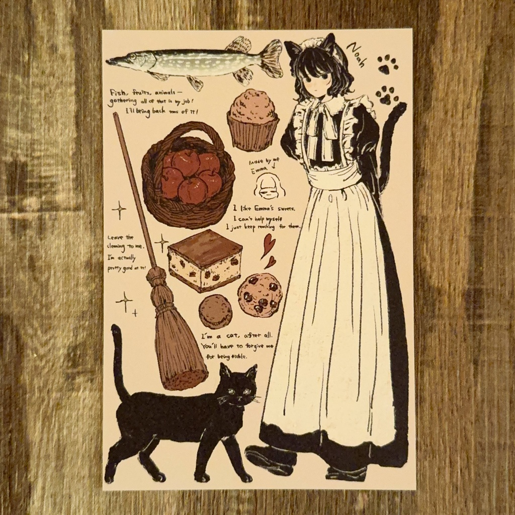 【イラスト集+グッズセット】 メイドと黒猫の日常