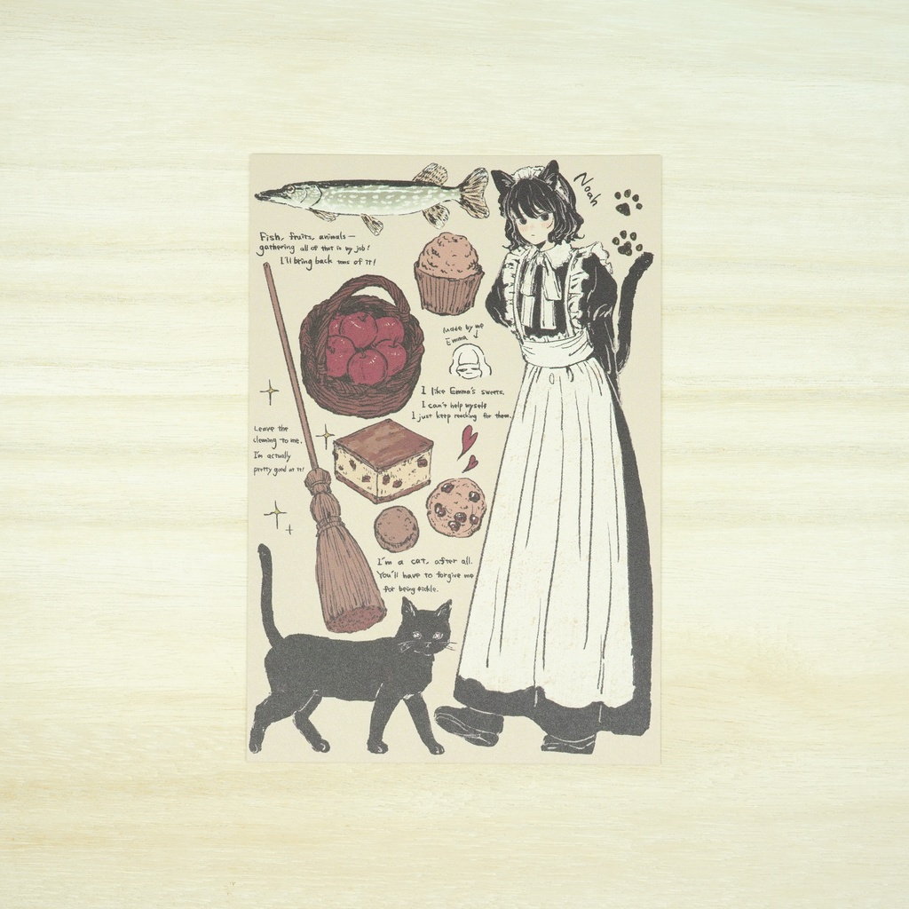 【イラスト集+グッズセット】 メイドと黒猫の日常