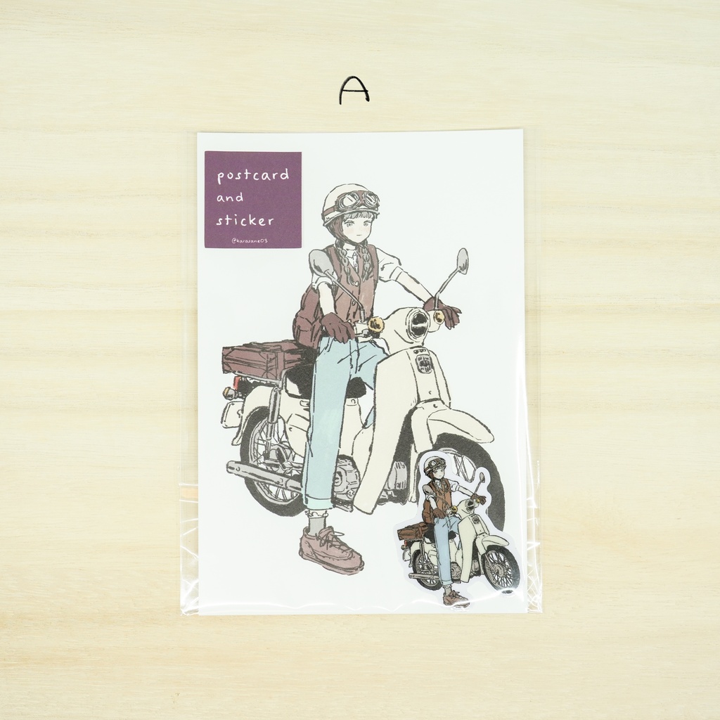 【ポストカード+ステッカー】バイクと女の子