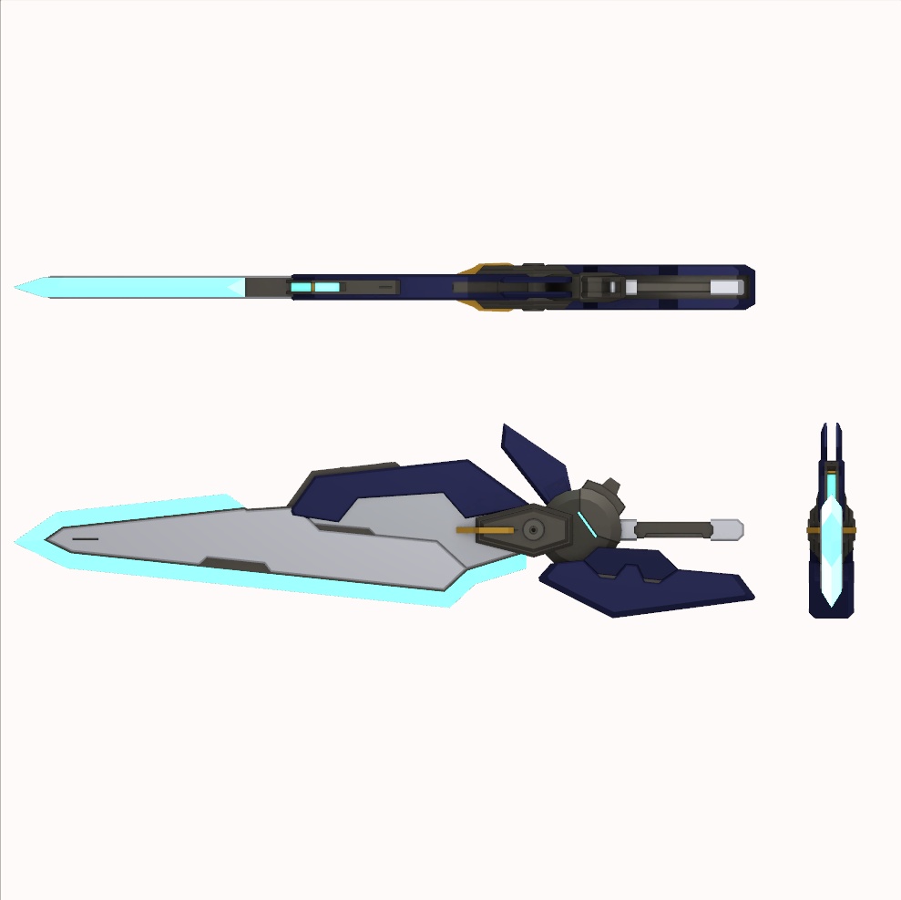 【VRChat想定】大型戦闘剣「FLW-01」+頭部センサーユニット