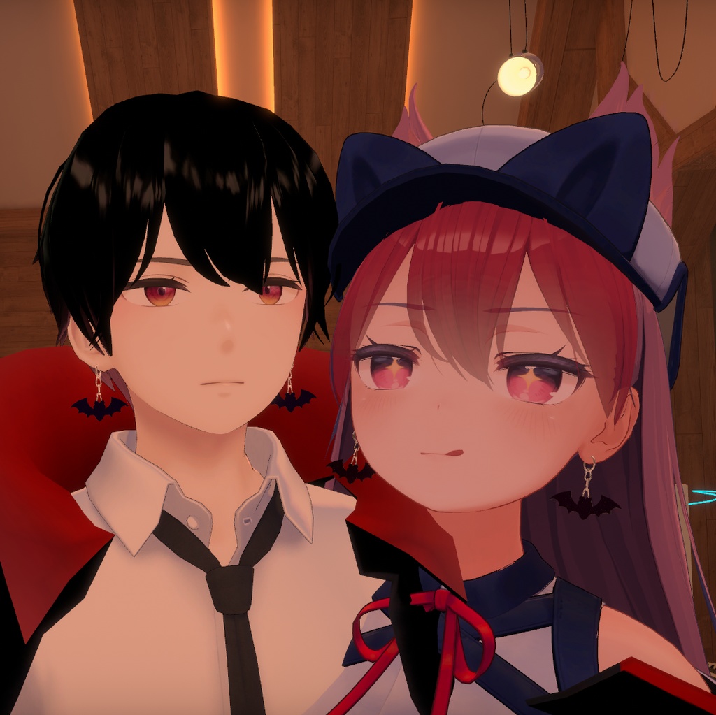 【VRChat想定】コウモリイヤリング
