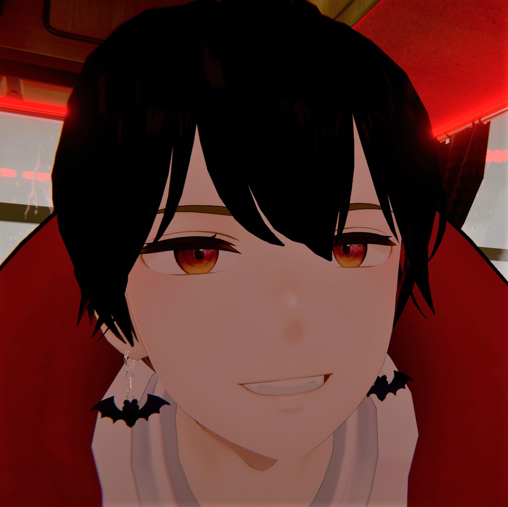 【VRChat想定】コウモリイヤリング