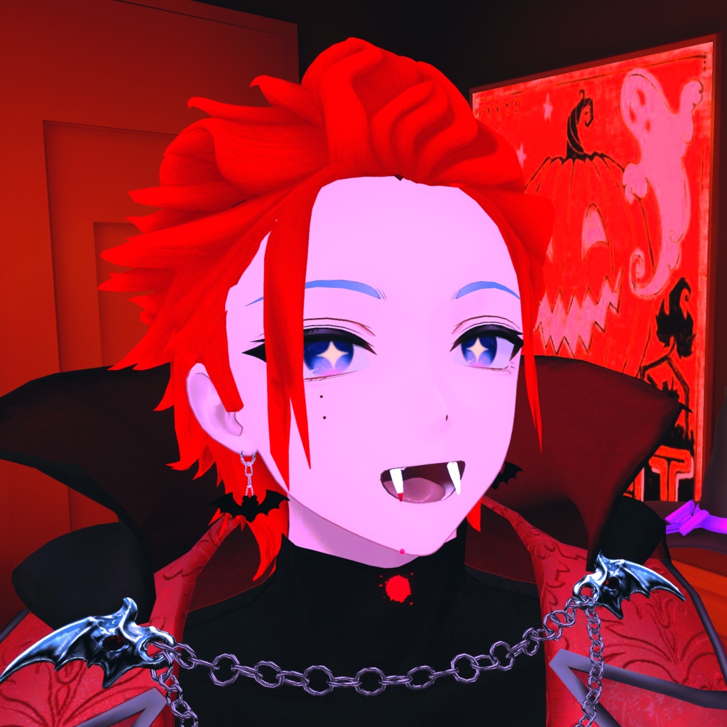 【VRC装飾品】血がしたたるドラキュラ牙_Dracula's fangs dripping with blood