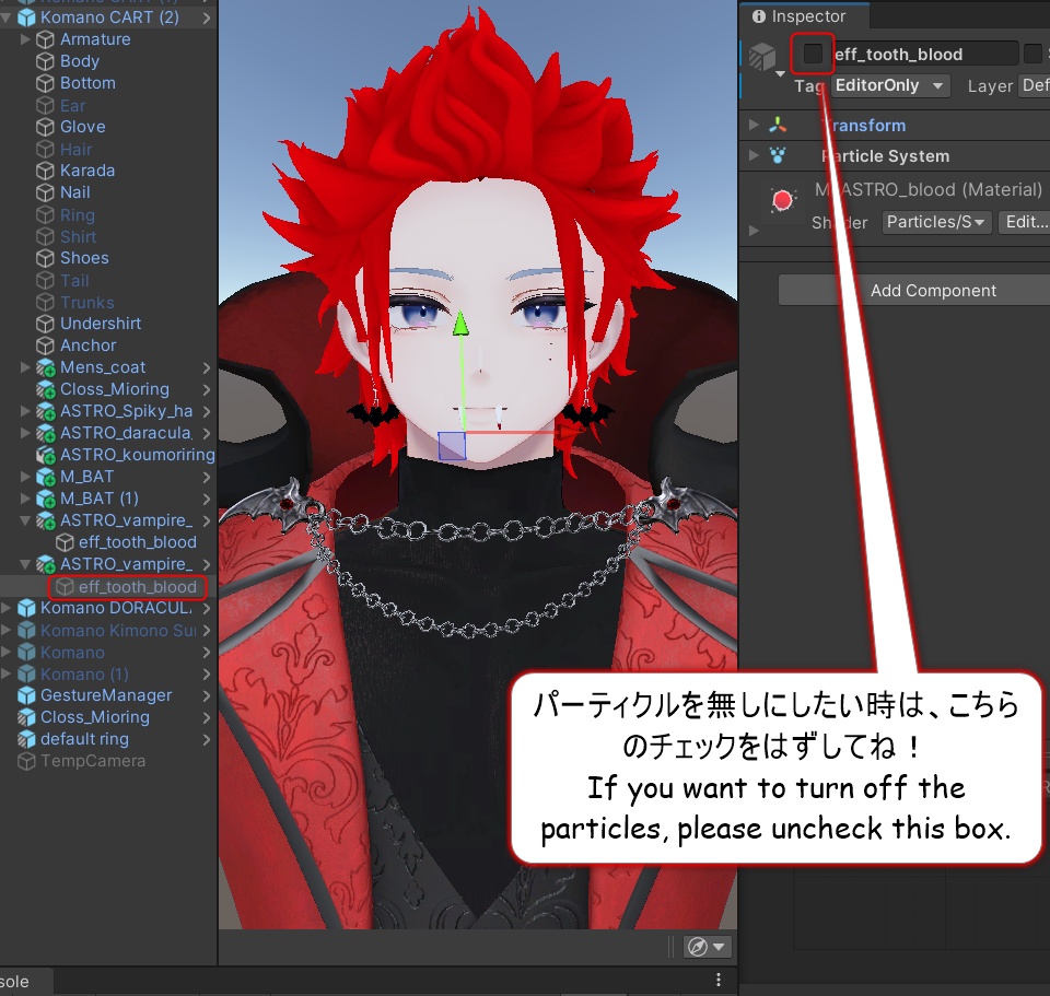 【VRC装飾品】血がしたたるドラキュラ牙_Dracula's fangs dripping with blood