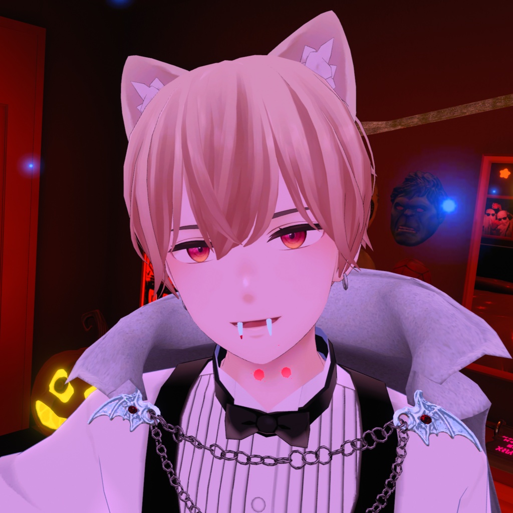 【VRC装飾品】血がしたたるドラキュラ牙_Dracula's fangs dripping with blood