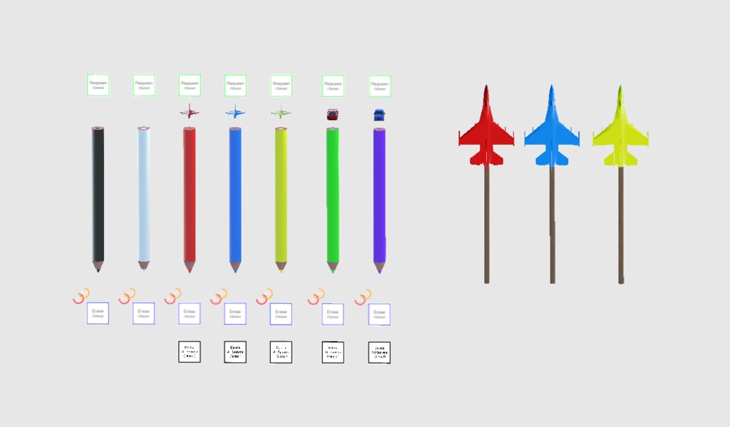 解説用QVペンアタッチメント＋棒付き戦闘機