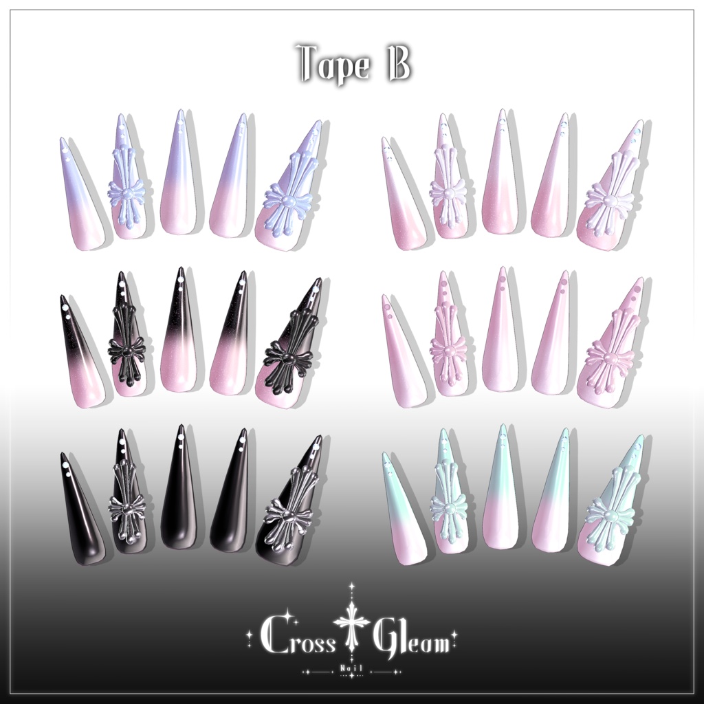 【Free/無料】✝︎ Cross Gleam Nail ✝︎ 【1,000 Followers Anniversary 】【9アバター対応】