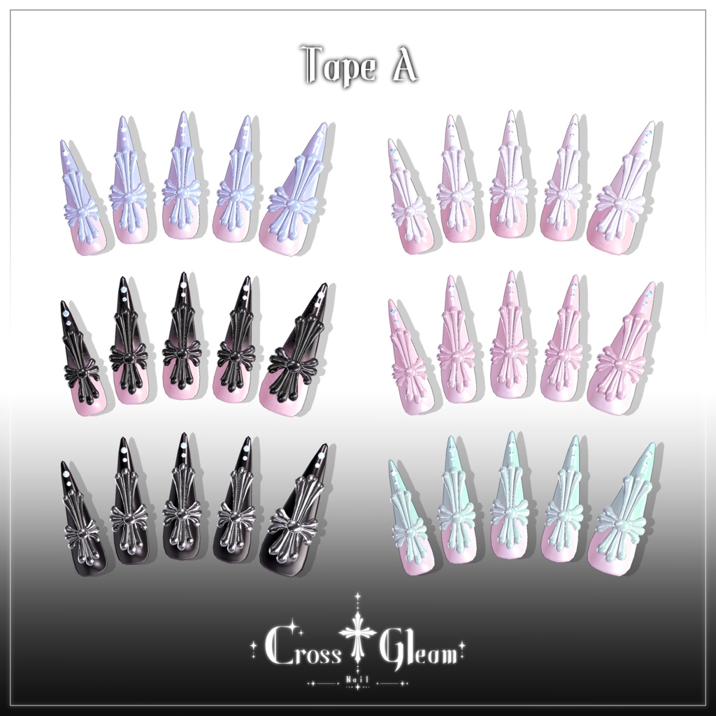 【Free/無料】✝︎ Cross Gleam Nail ✝︎ 【1,000 Followers Anniversary 】【9アバター対応】