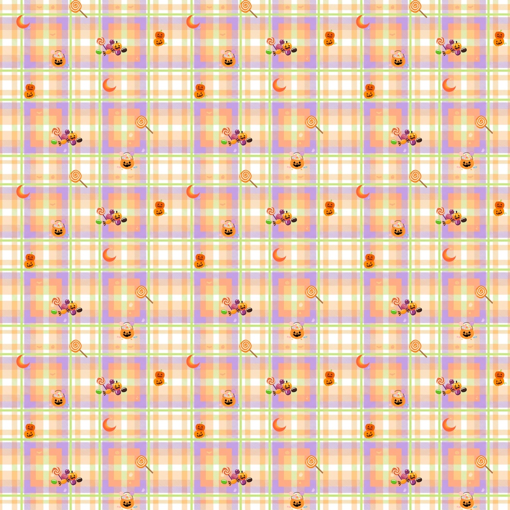 ハロウィンデジタルペーパー|チェック柄|パステル|かぼちゃ|キャンディ|お化け|3枚セット