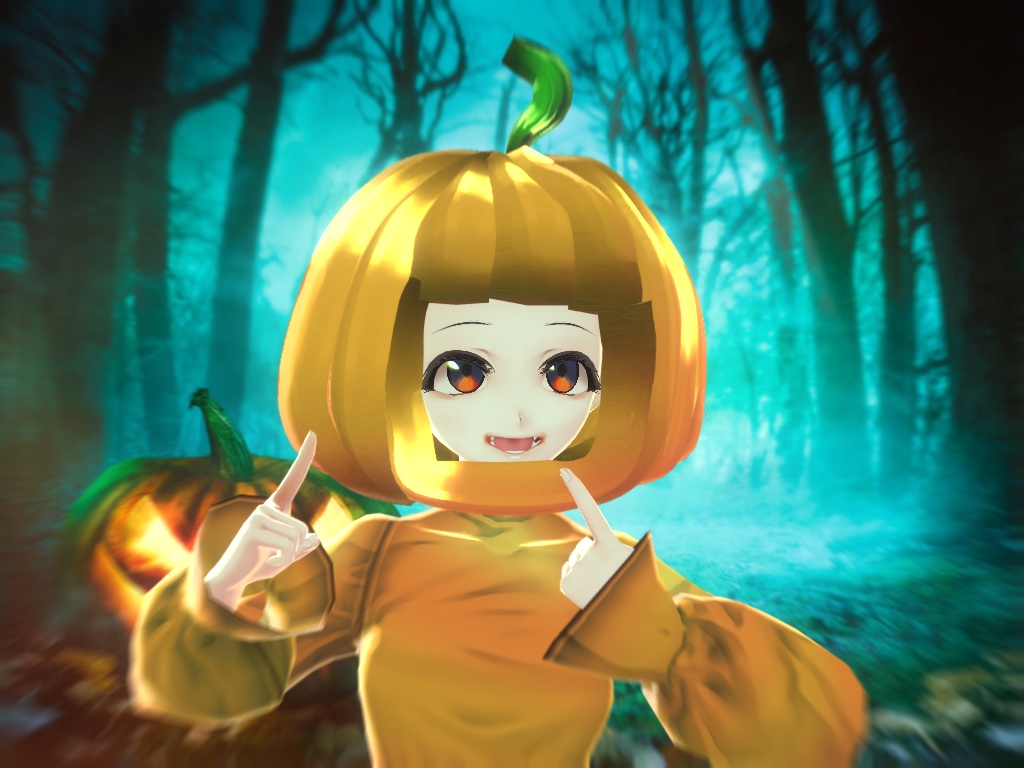 かぼちゃの頭の髪のプリセット無料ハロウィンコスチュームvroid Pumpkin head hair preset free halloween costume vroid