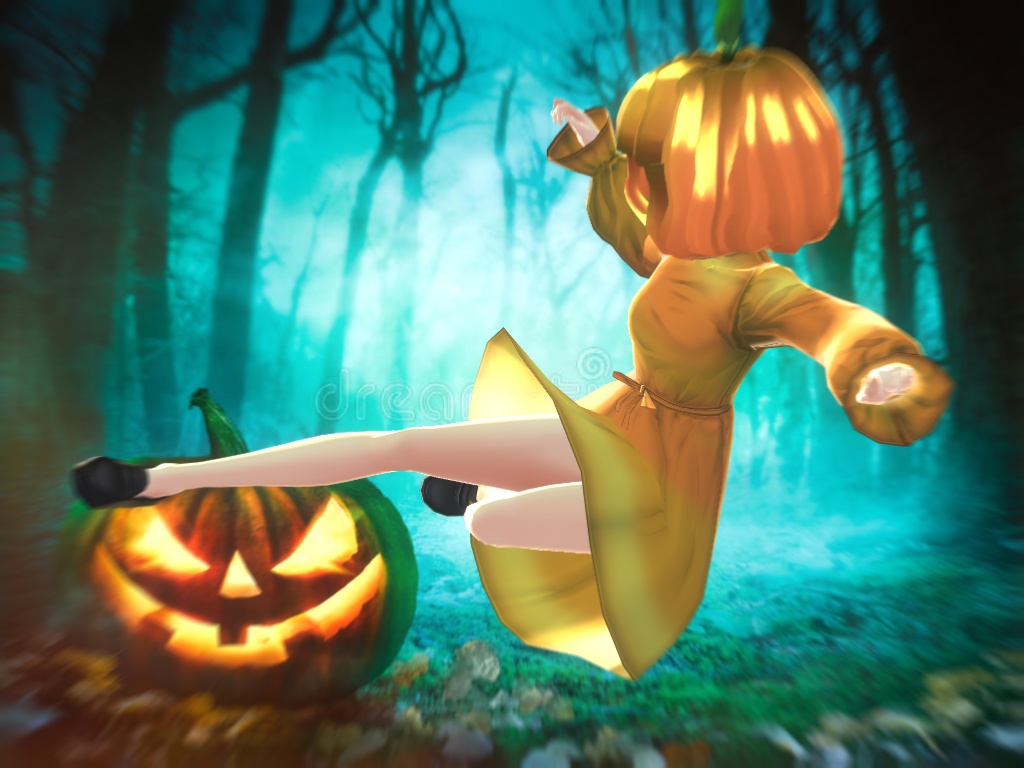 かぼちゃの頭の髪のプリセット無料ハロウィンコスチュームvroid Pumpkin head hair preset free halloween costume vroid