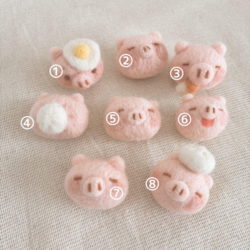 羊毛フェルトのブタのかお(ブローチ)