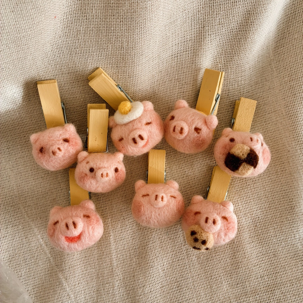 羊毛フェルトのブタのかお(クリップ)