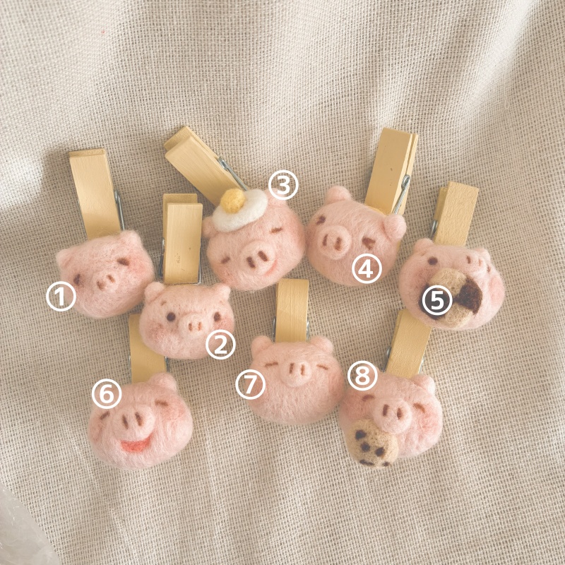 羊毛フェルトのブタのかお(クリップ)