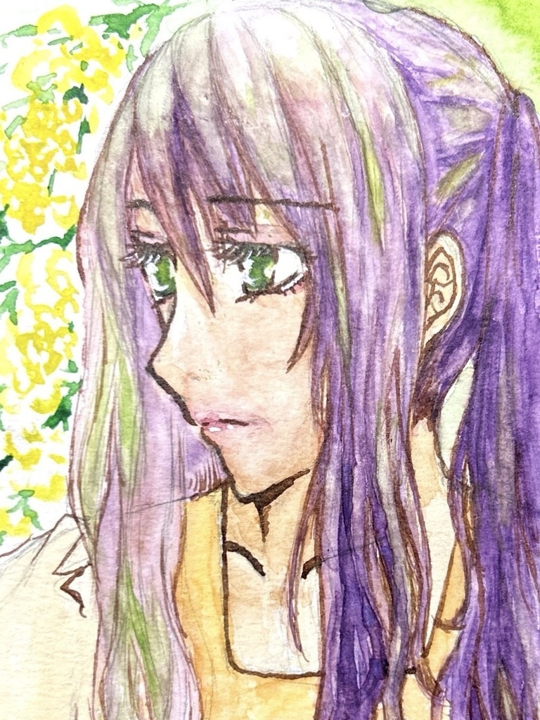 ミモザの日記念イラスト ポストカードサイズ原画