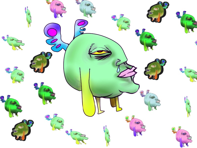 友達ができたりできなかったりするピンバッチ「葡萄の妖精おマメくん」