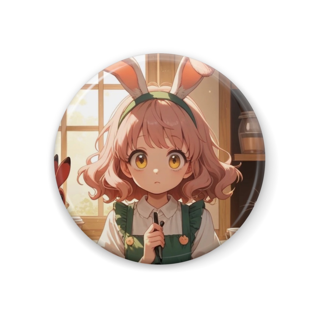 ようこそうさぎカフェへ缶バッジ