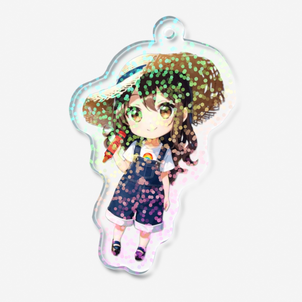 ミニくれよん虹色アクリルキーホルダー①