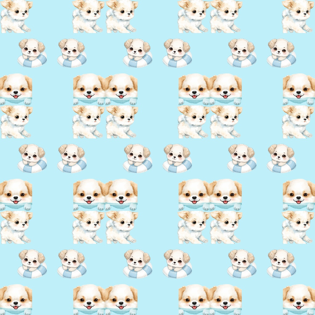    ふわふわ夏の犬｜水彩イラスト素材