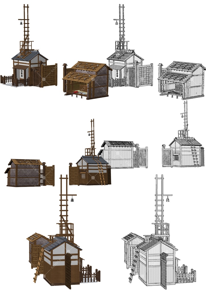 【クリスタ用3D素材】時代劇 江戸の自身番・木戸番