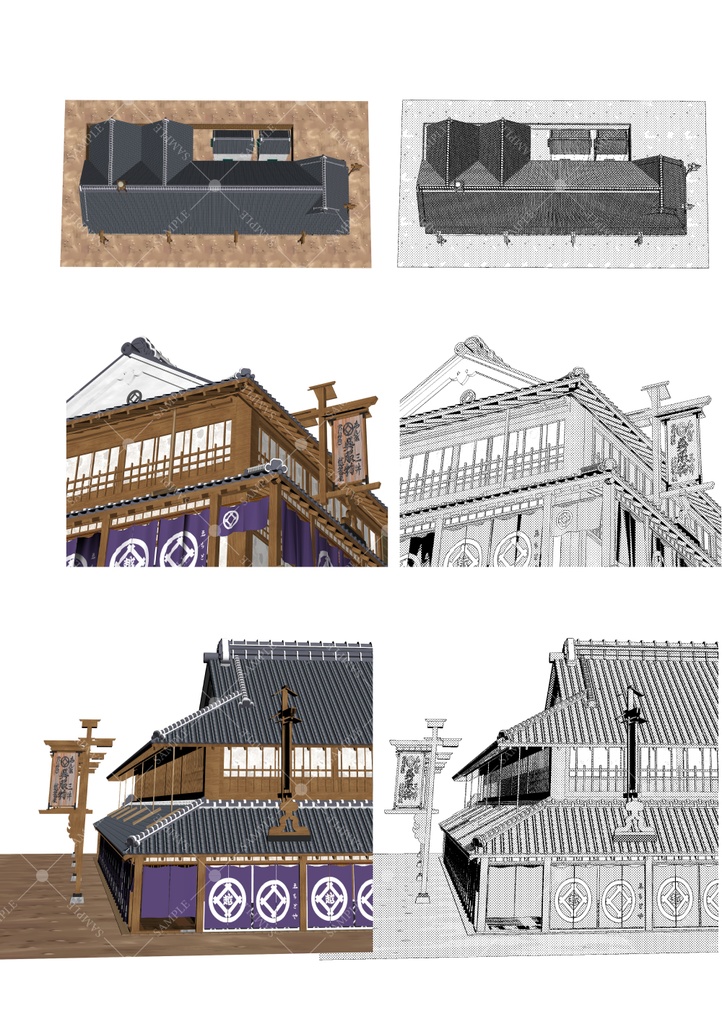 【クリスタ用3D素材】時代劇 江戸の大店