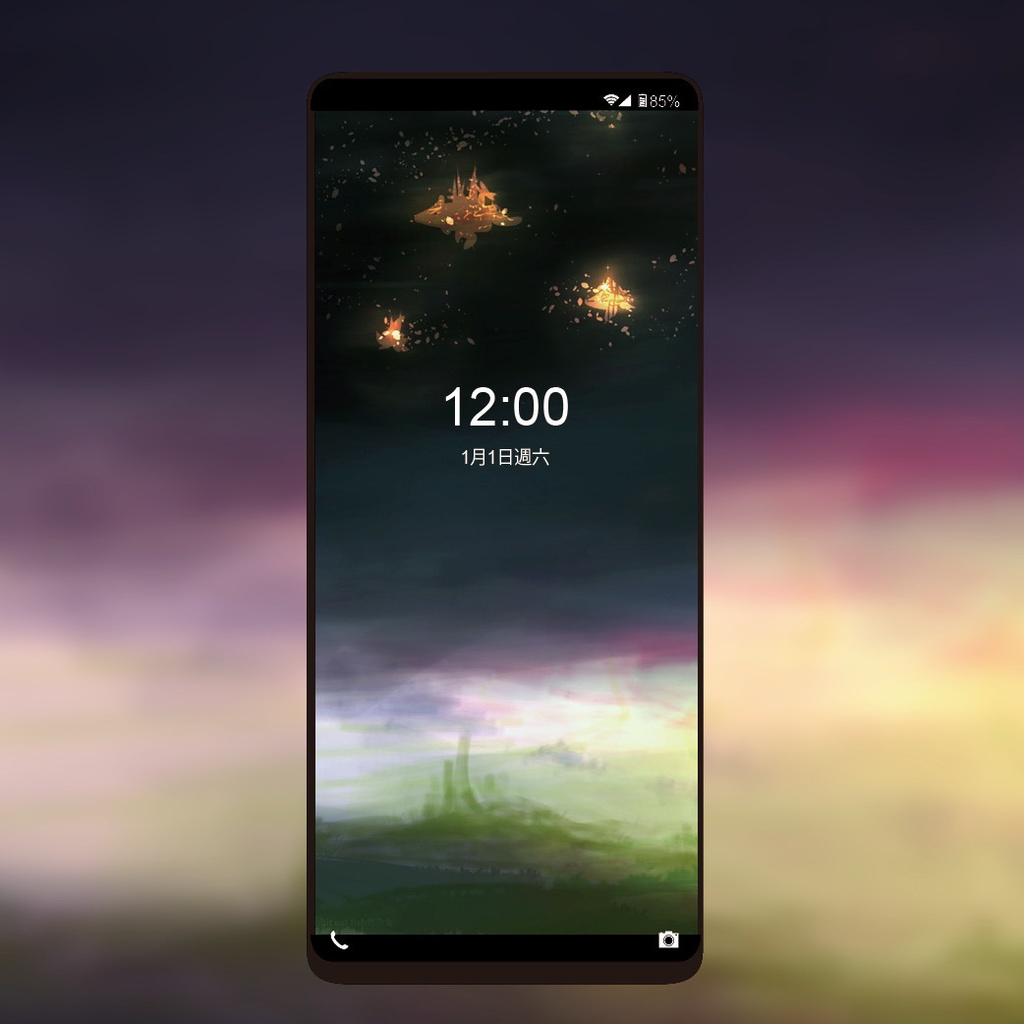 オリジナルイラスト - 星の島 スマートフォン壁紙