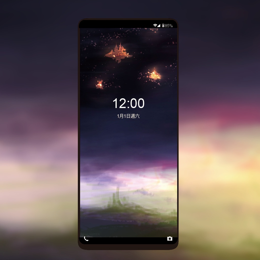 オリジナルイラスト - 星の島 スマートフォン壁紙