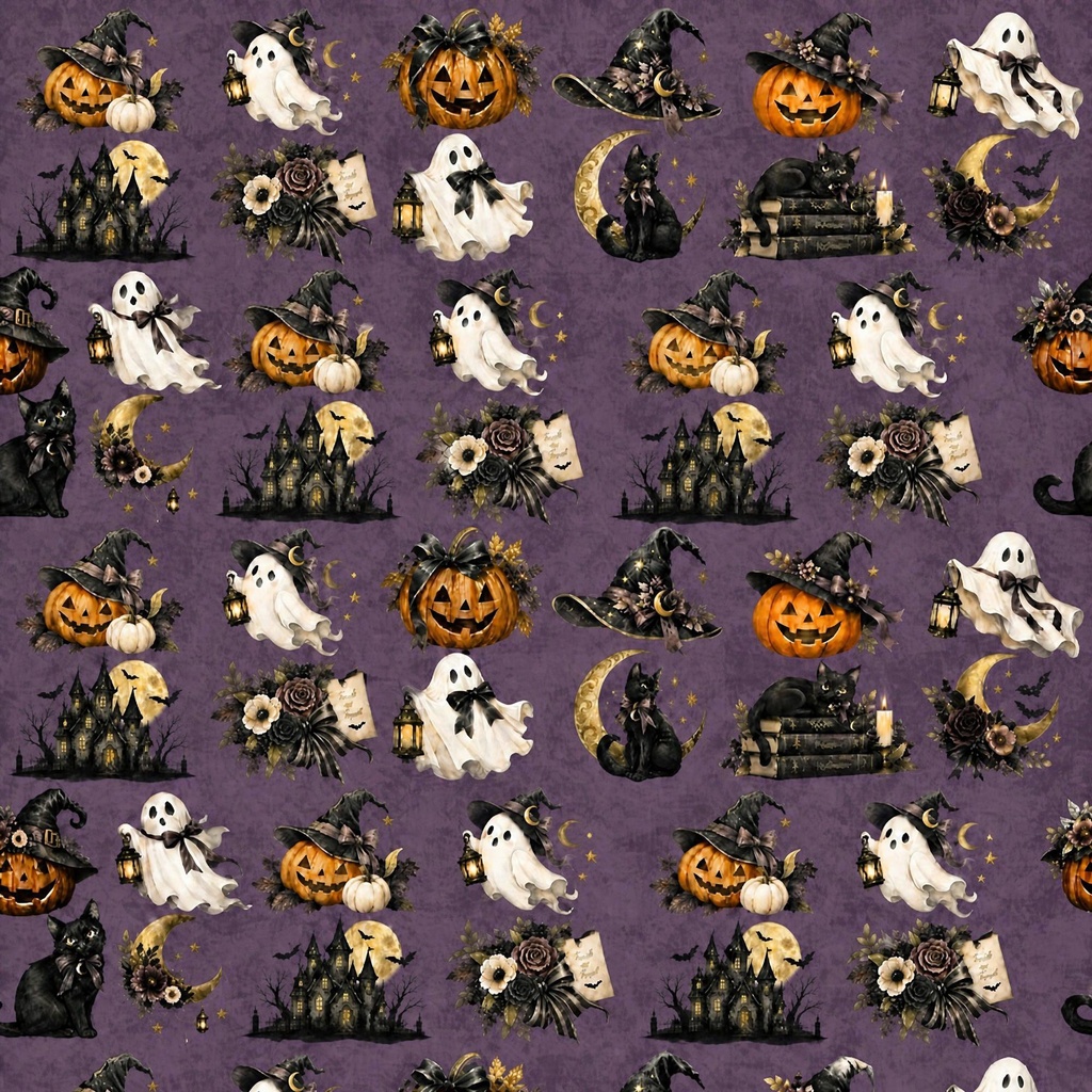 秋　ハロウィン　デジタルペーパー　5枚セット | 背景素材・デジタル手帳・壁紙・ラッピング | 大人ポップ　くすみカラー