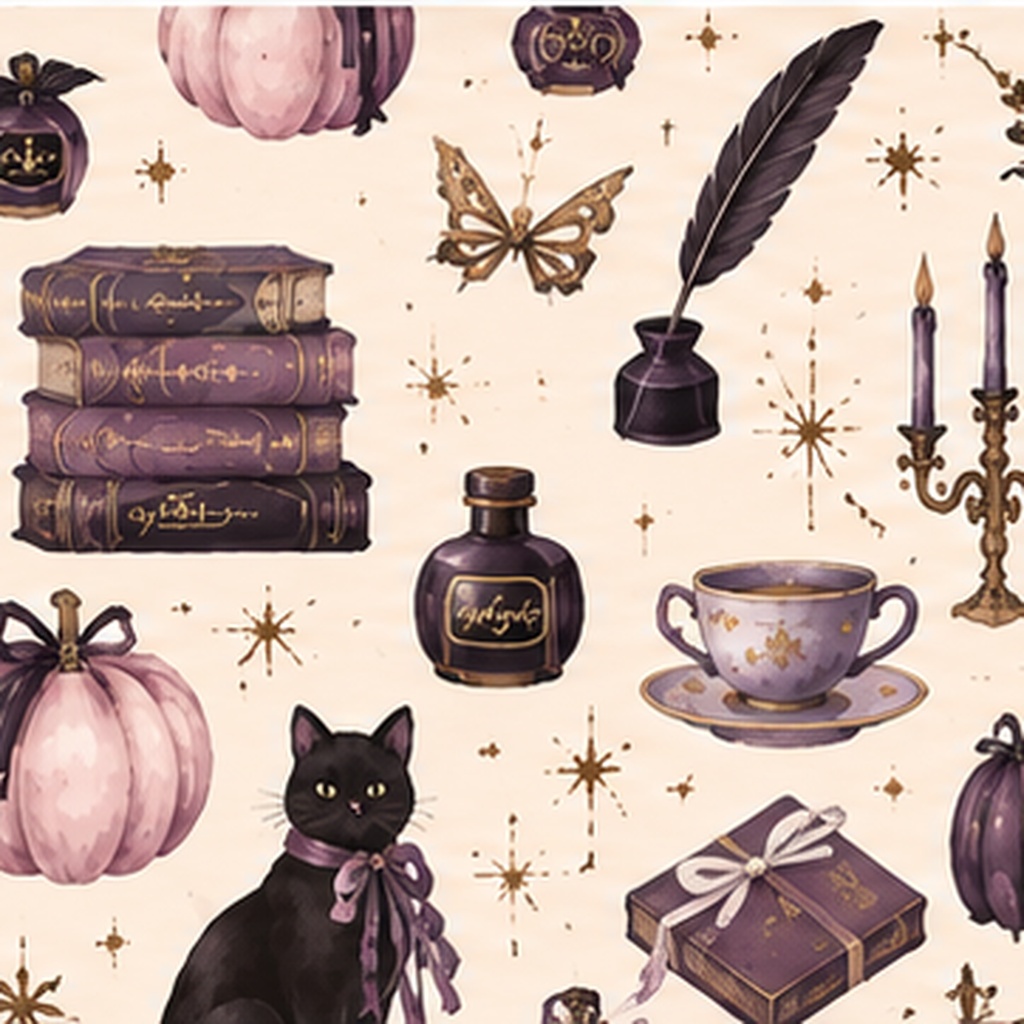 【10枚セット】大人かわいいハロウィン デジタルペーパー|かぼちゃ・黒猫・おばけ・ゴシック・レース|背景素材 PNG 2000×2000px