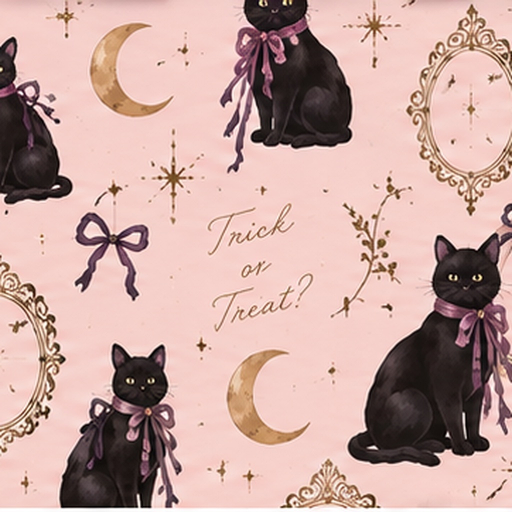 【10枚セット】大人かわいいハロウィン デジタルペーパー|かぼちゃ・黒猫・おばけ・ゴシック・レース|背景素材 PNG 2000×2000px