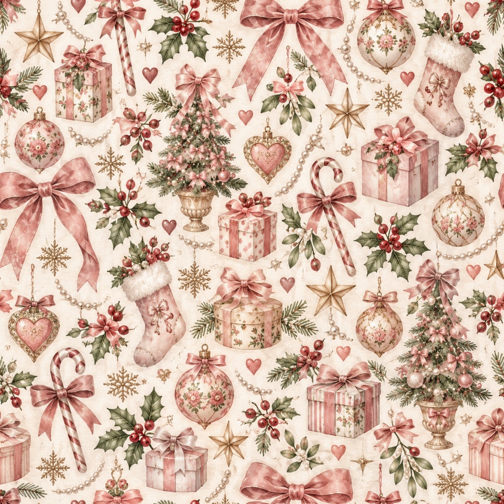 クリスマス デジタルペーパー10枚セット|くすみ北欧&ピンクコケット