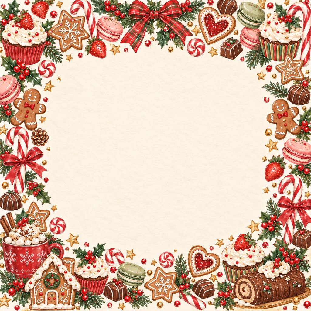 クリスマスのお菓子屋さん|デジタルペーパー10枚セット|水彩・ジンジャーブレッド・スイーツ・背景素材 PNG