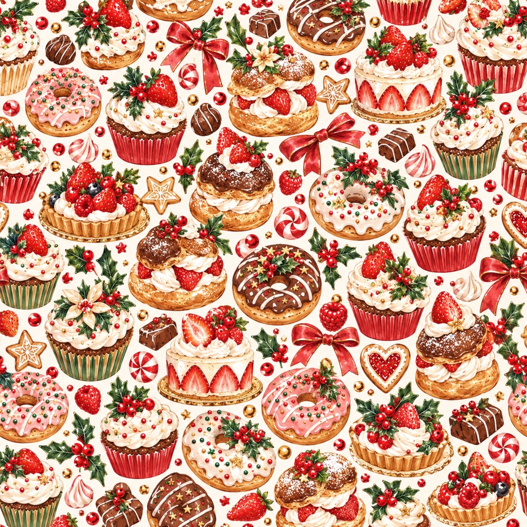 クリスマスのお菓子屋さん|デジタルペーパー10枚セット|水彩・ジンジャーブレッド・スイーツ・背景素材 PNG