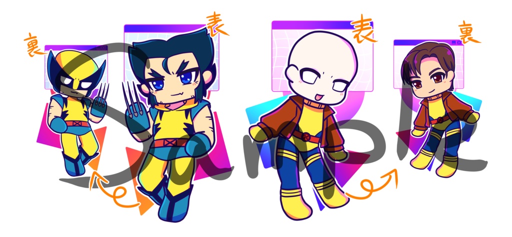 モーフとウルヴァリン　アクキーセット　morph and wolverine acrylic keychain