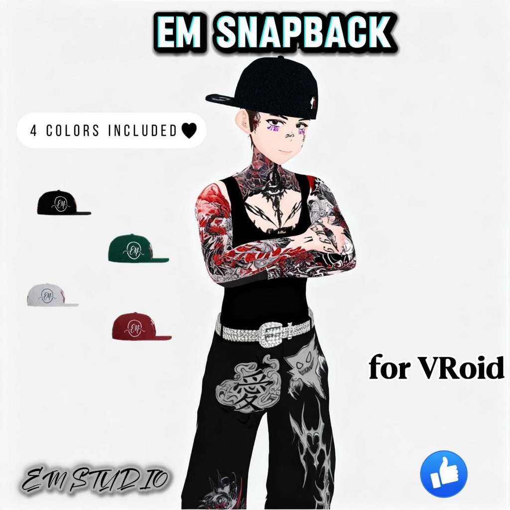 【VRoid】EM Snapback Cap - ストリートキャップ (4 colors)
