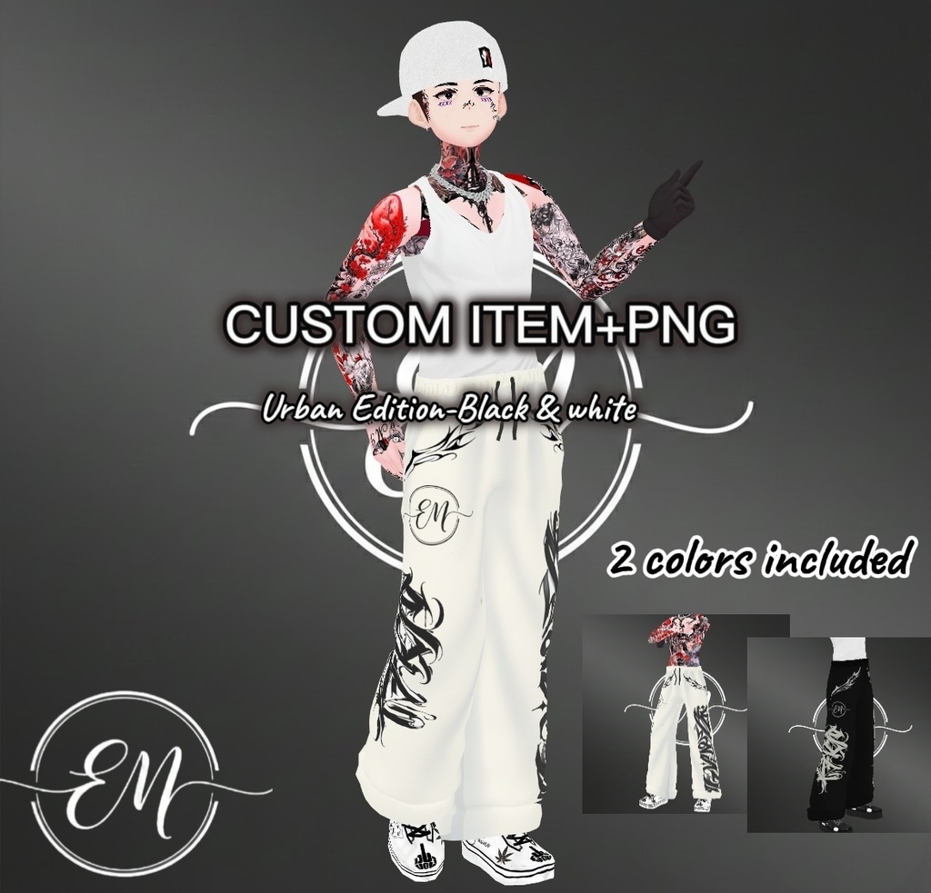 [VRoid] EM Urban Baggy Pants Pack (Custom Item + PNG) - ストリートパンツ