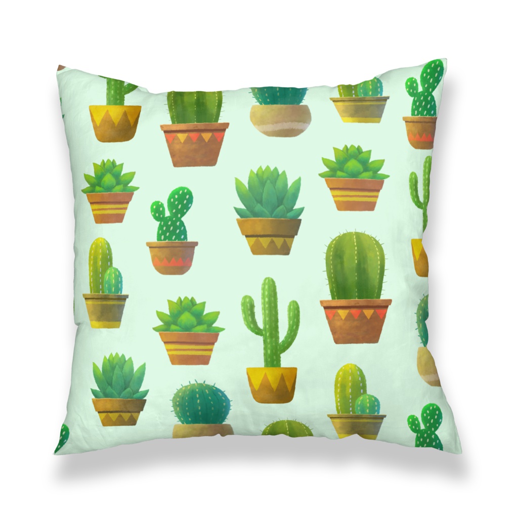 サボテン柄 クッションカバー
