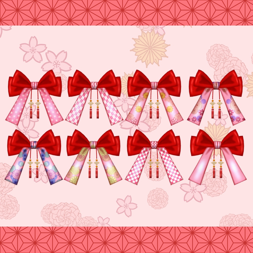 【3D小物】タッセル付き和風リボン(DB・PB対応)