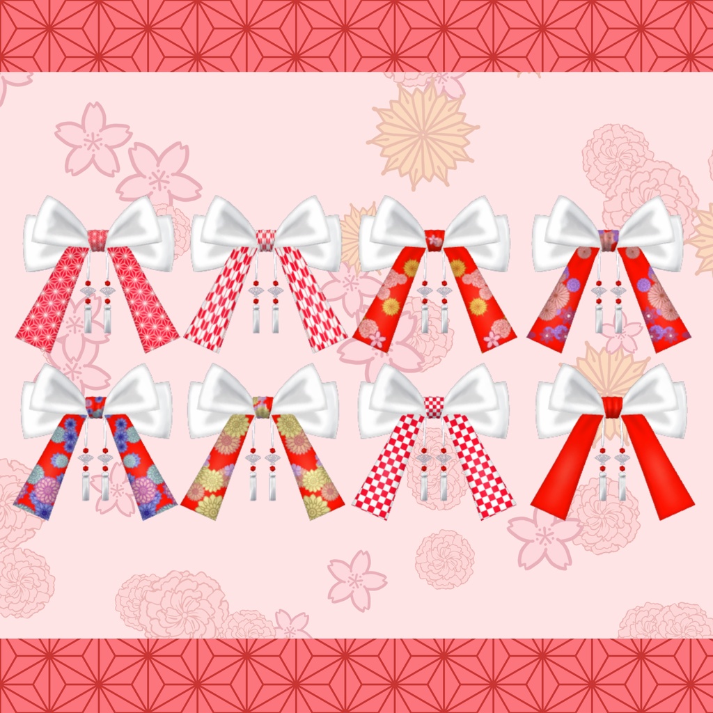 【3D小物】タッセル付き和風リボン(DB・PB対応)