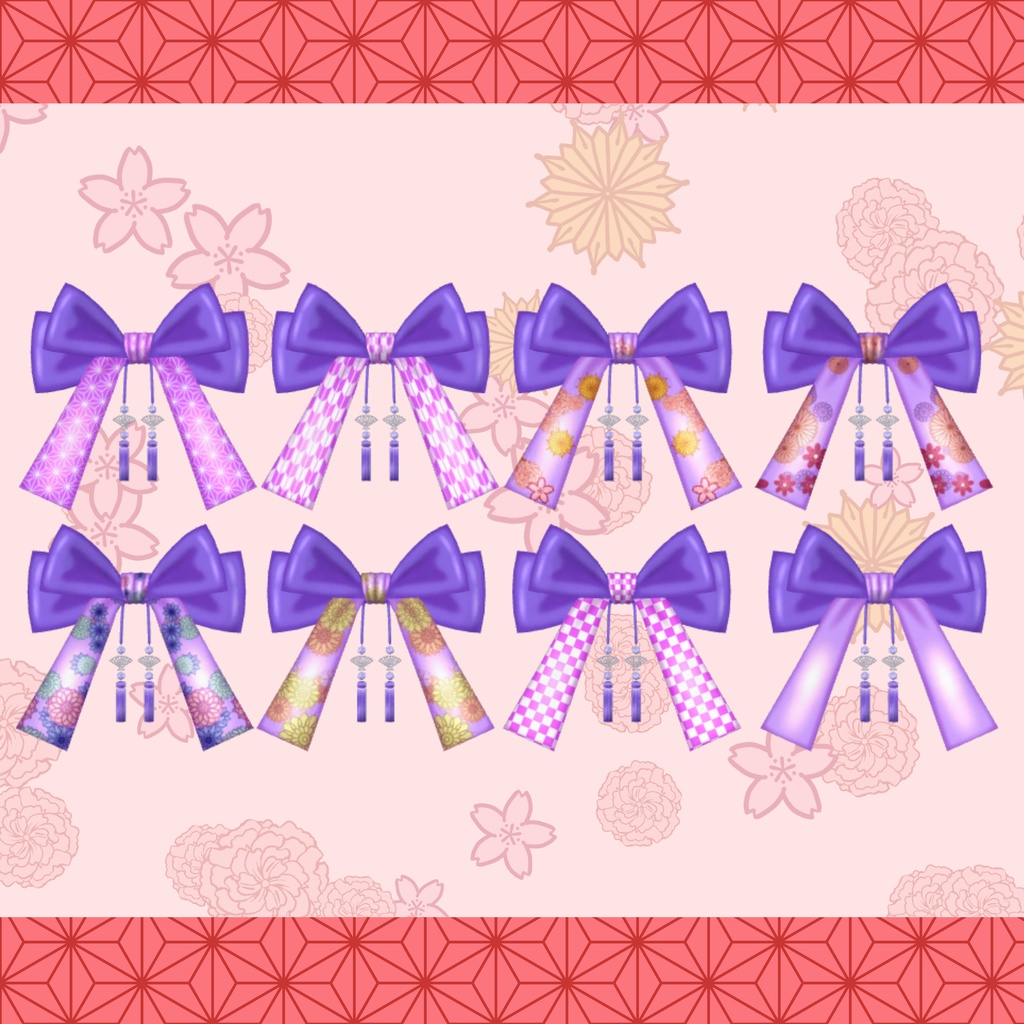 【3D小物】タッセル付き和風リボン(DB・PB対応)