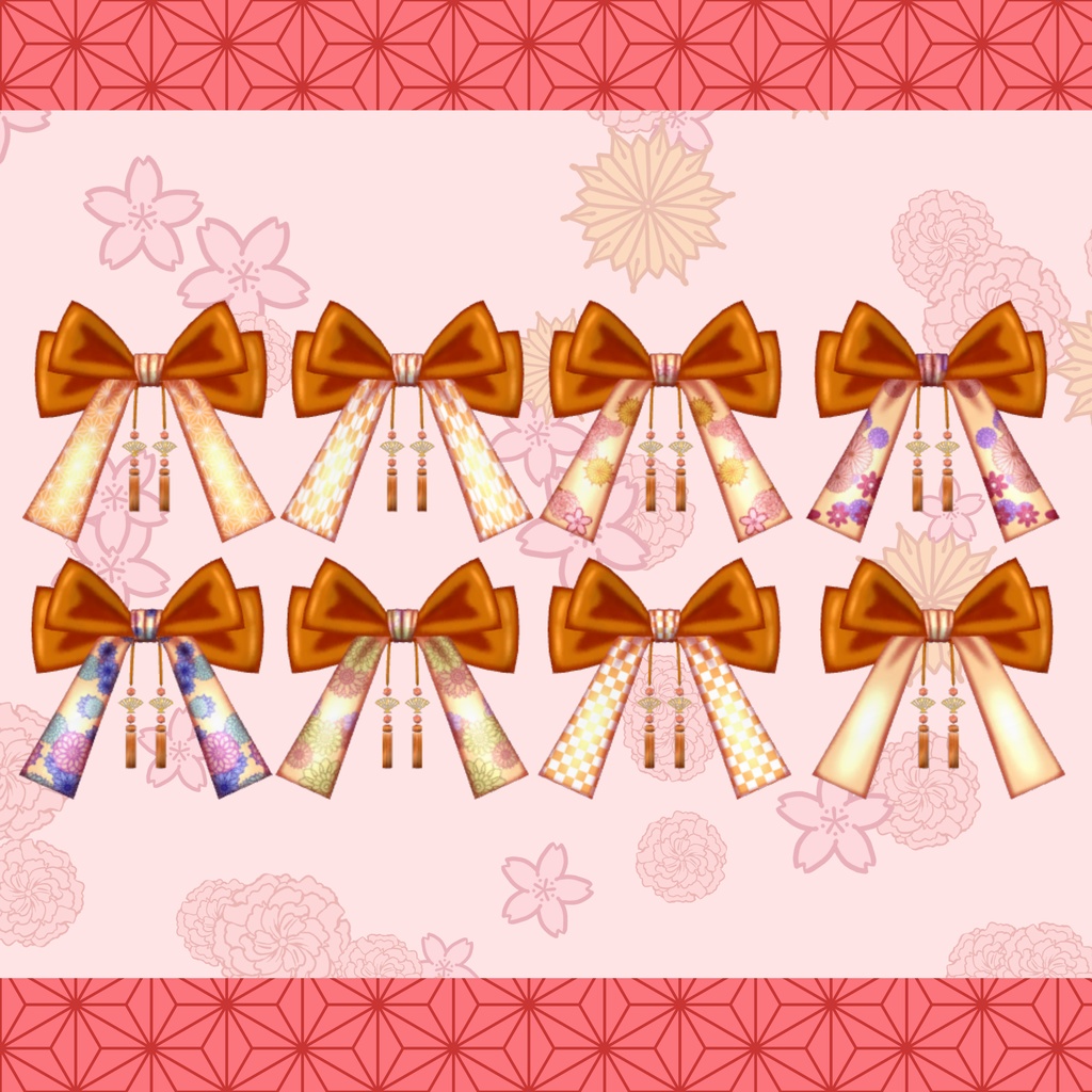 【3D小物】タッセル付き和風リボン(DB・PB対応)