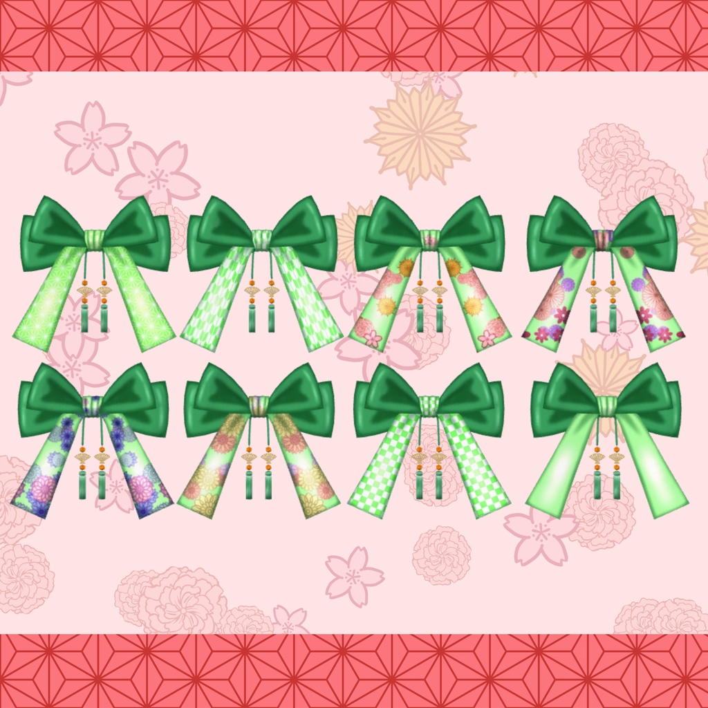 【3D小物】タッセル付き和風リボン(DB・PB対応)