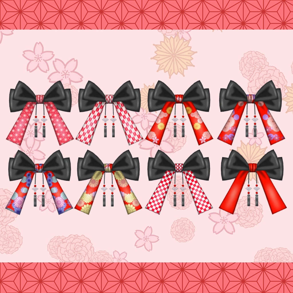 【3D小物】タッセル付き和風リボン(DB・PB対応)