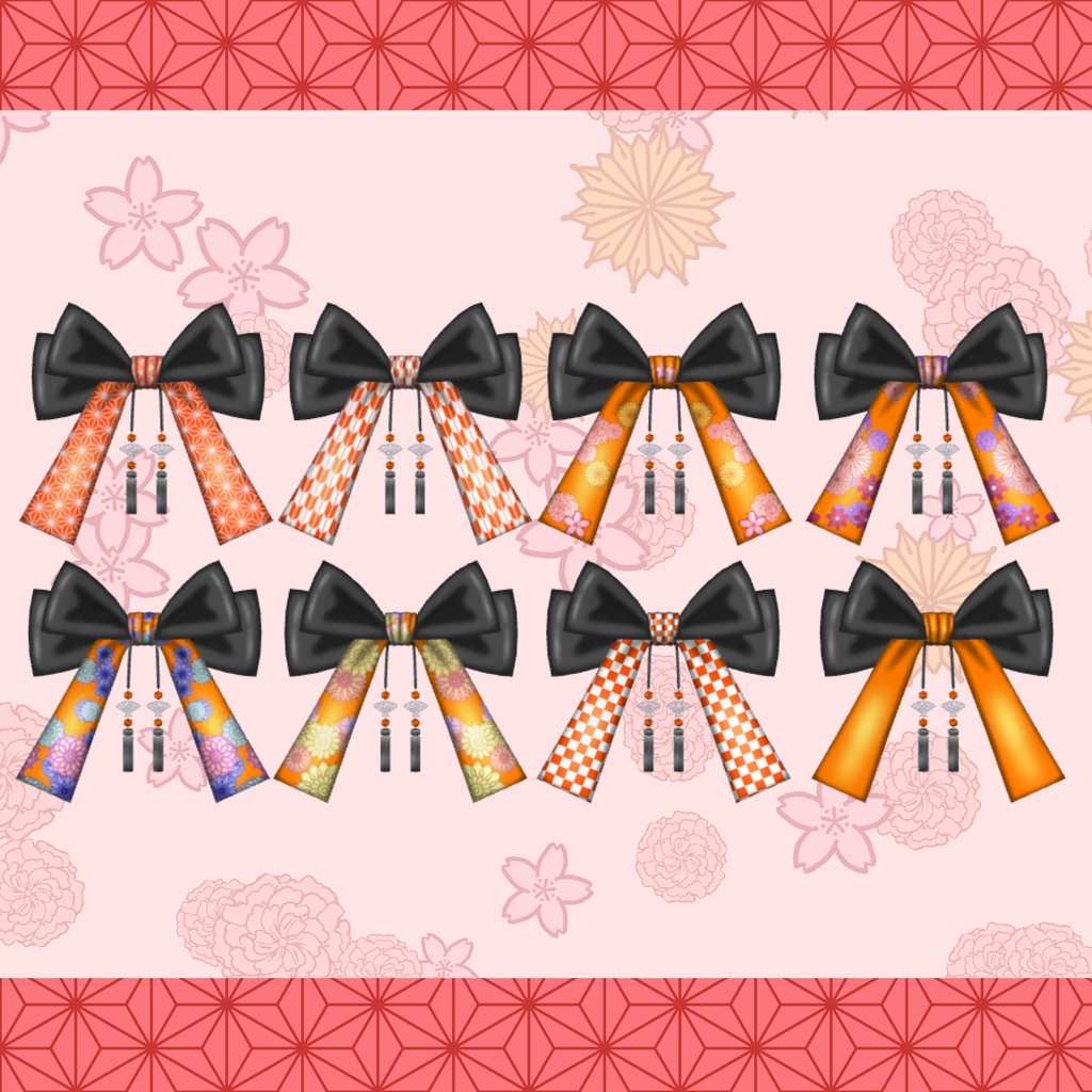 【3D小物】タッセル付き和風リボン(DB・PB対応)